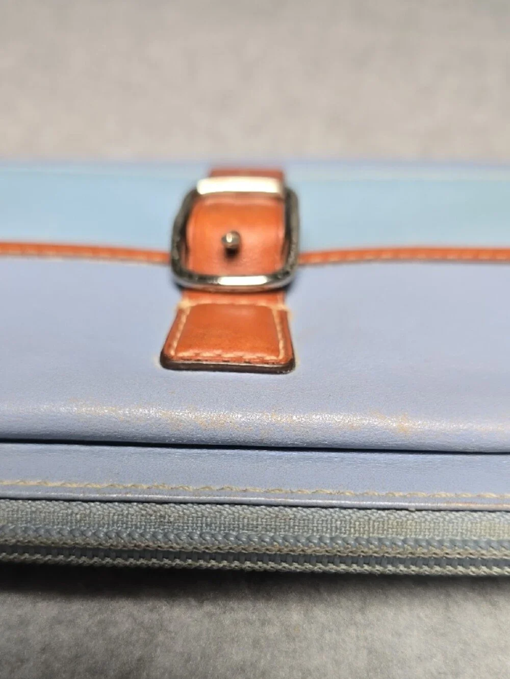 Coach Vintage Hamptons Light Blue and Tan Leather Wristlet